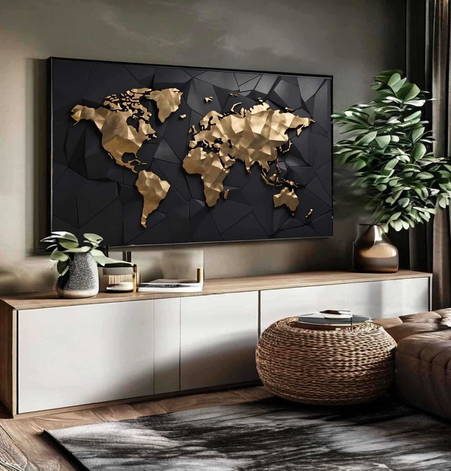 Quadro Mapa Mundo Artístico Moderno