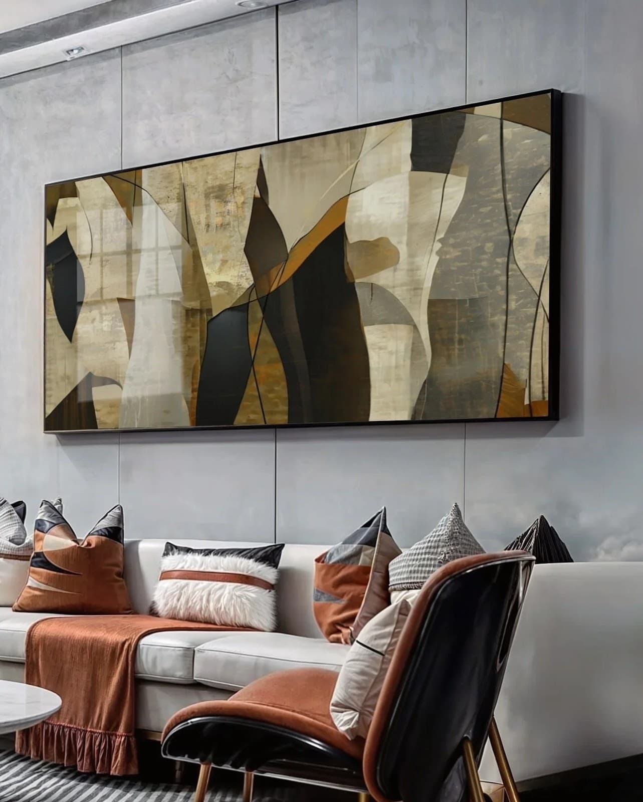 Quadro Geometria Abstrata em Tons Neutros