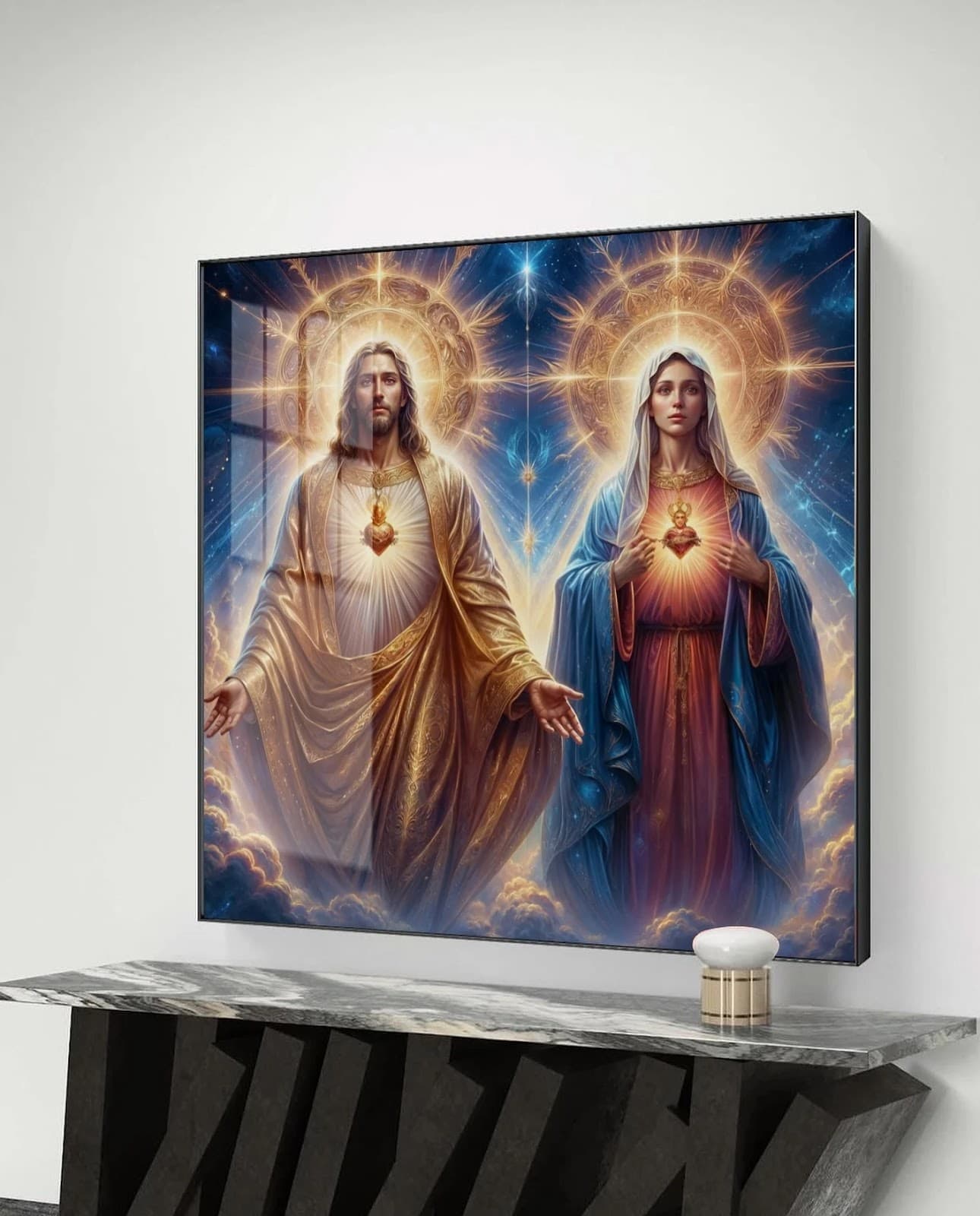 Quadro Jesus e Maria Sagrados Corações