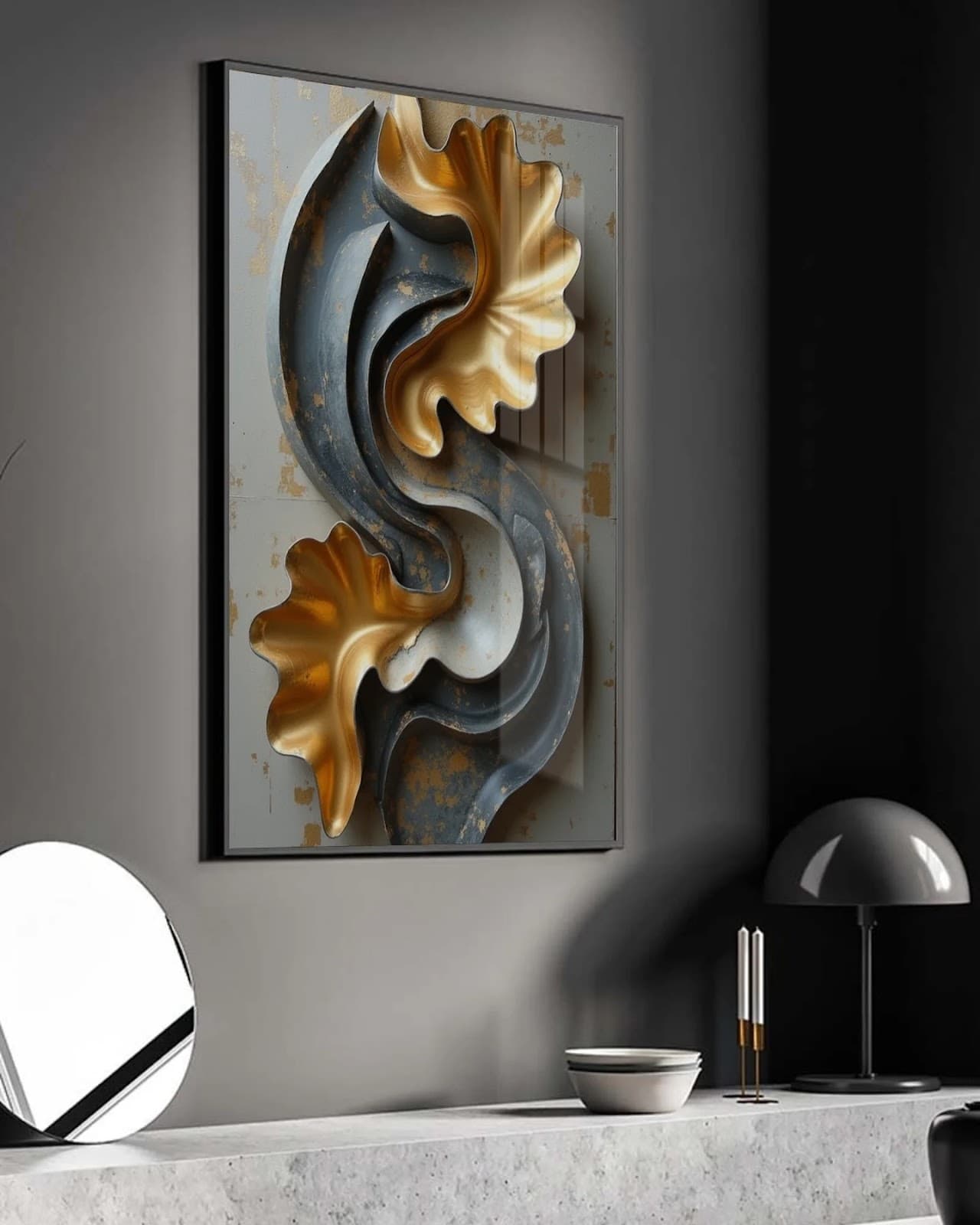 Quadro Onda de Seda Dourada