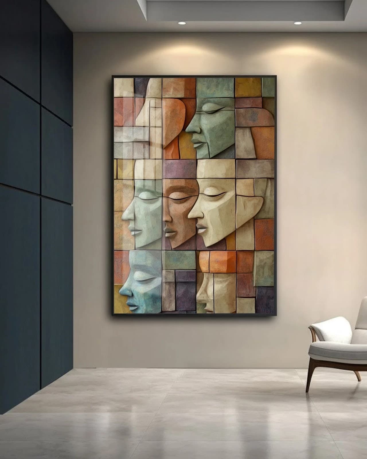 Quadro Rostos em Mosaico Colorido