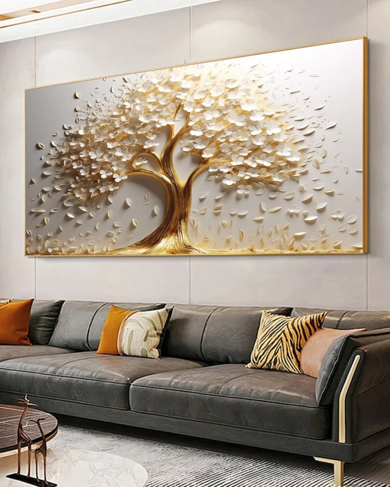 Quadro Árvore Eterna em Branco e Ouro