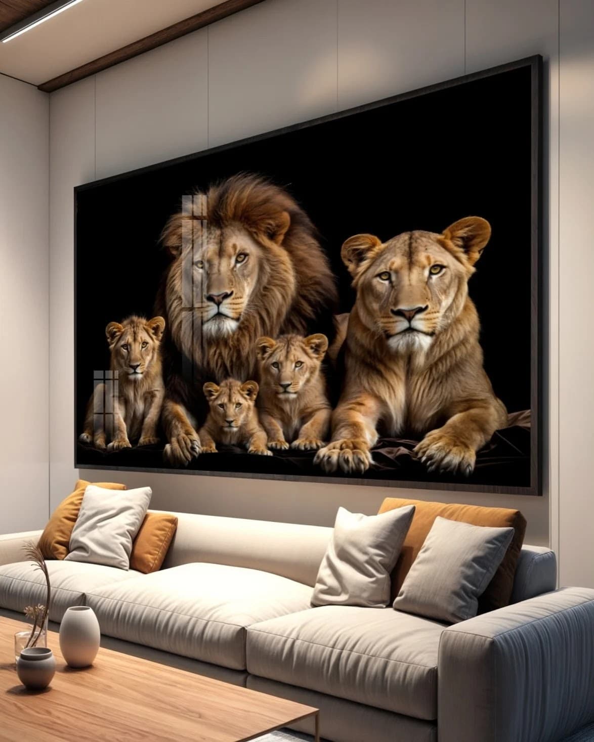 Quadro Família de Leões Deitados