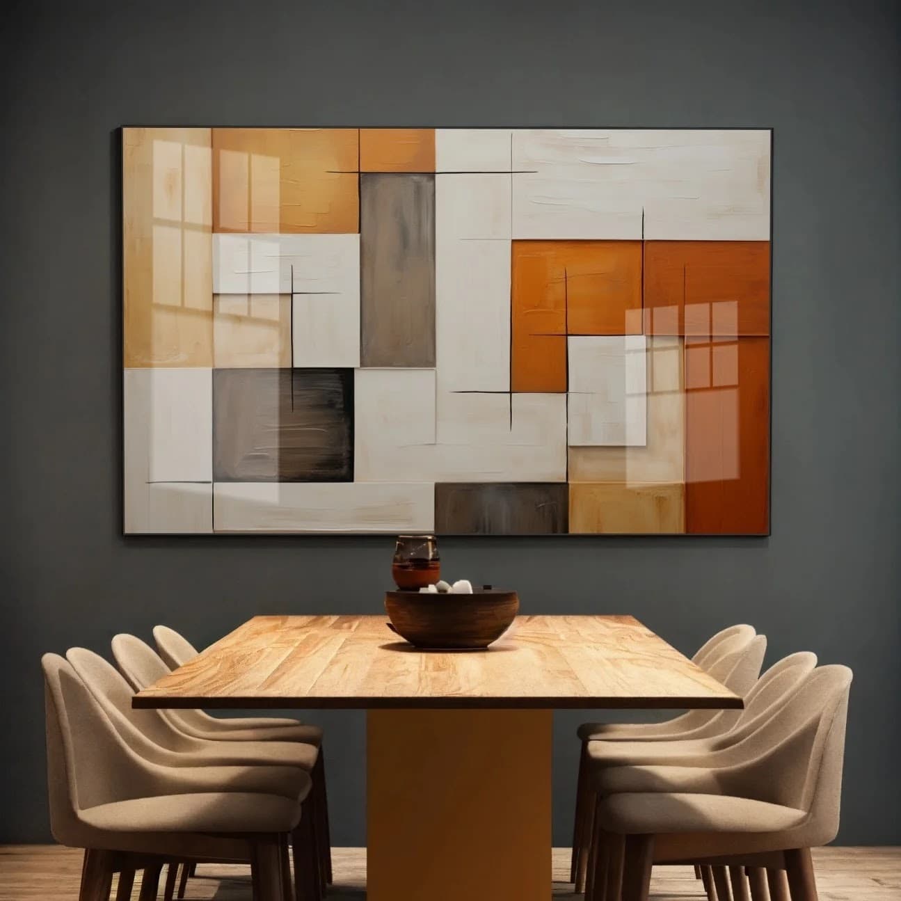 Quadro Blocos Geométricos Laranja e Marrom