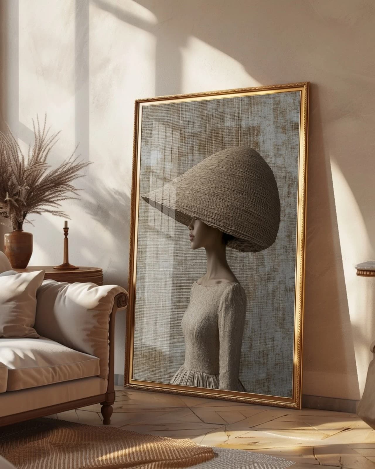 Quadro Mulher Chapéu Elegância Velada