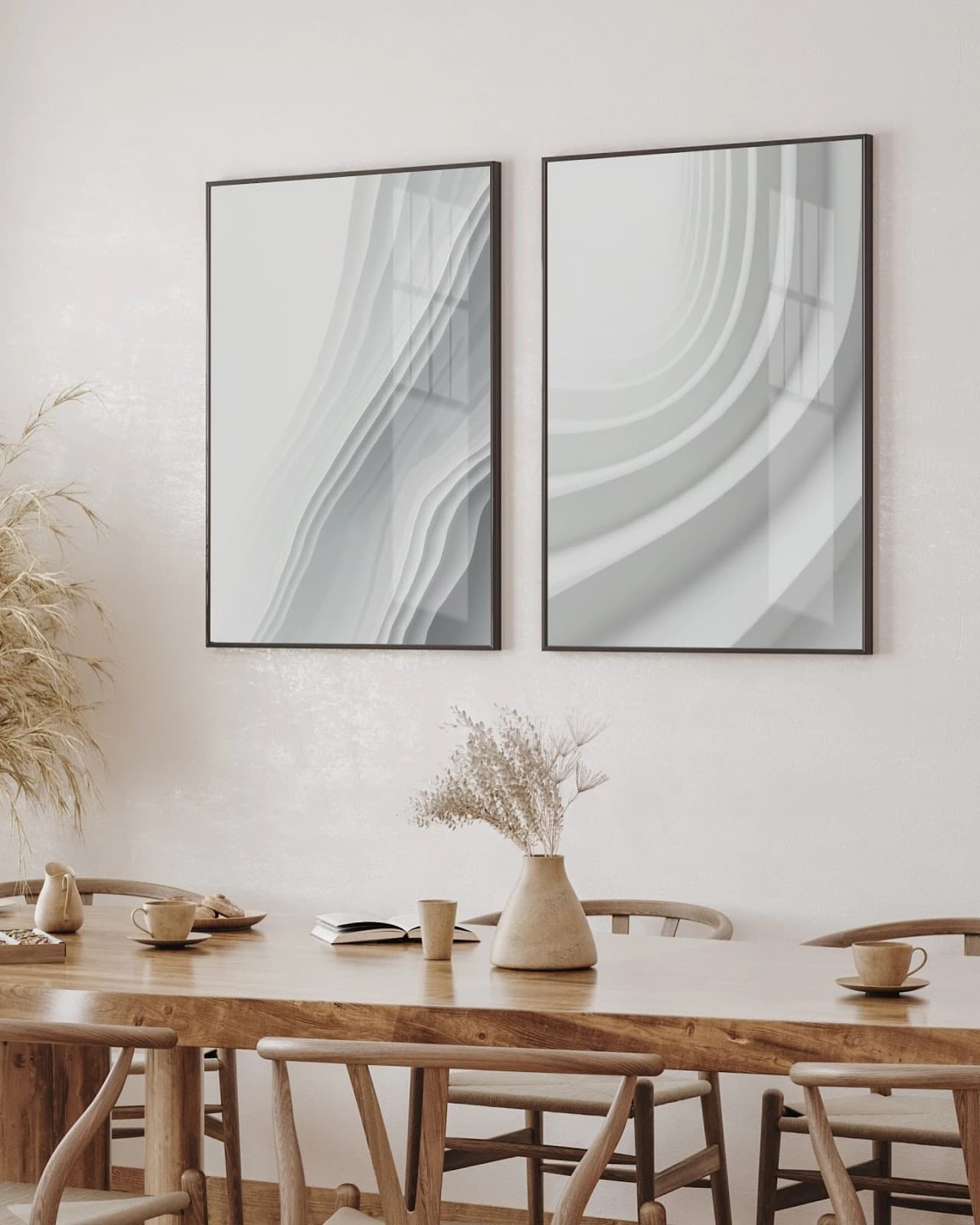 Dupla de Quadros Ondas Suaves Minimalistas