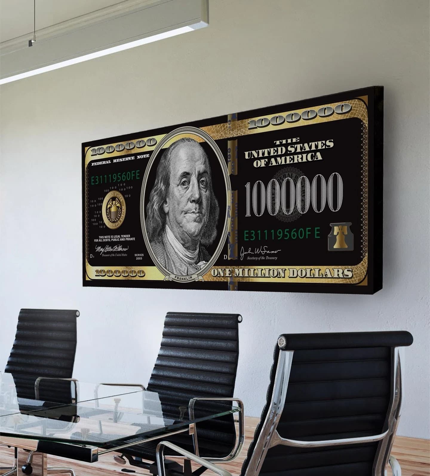 Quadro Nota de Dólar Milhão em Ouro