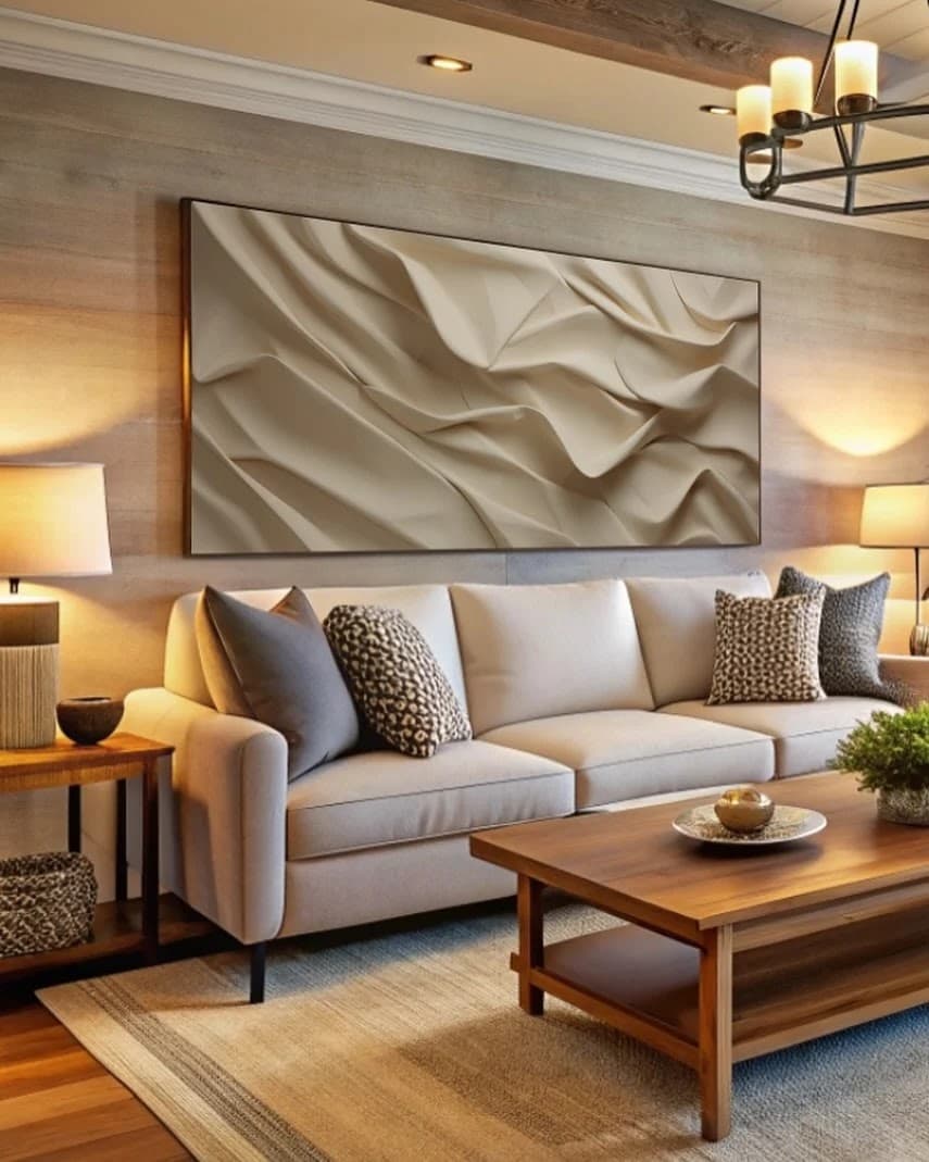 Quadro Ondas Sutis em Bege