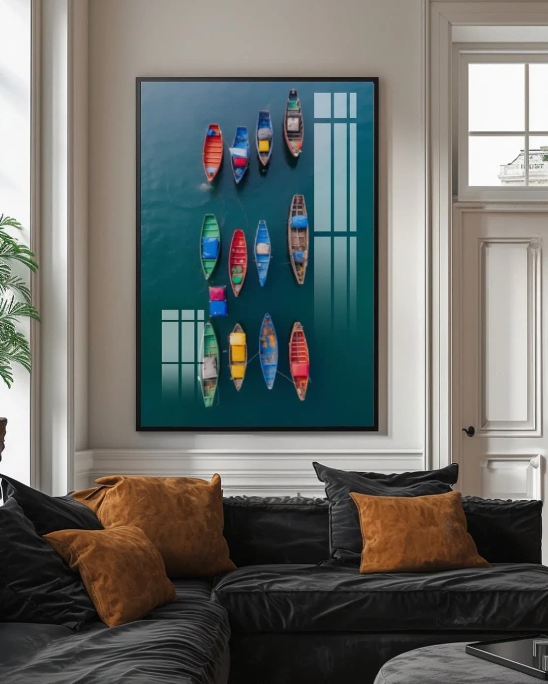 Quadro Navegação entre Barcos Coloridos