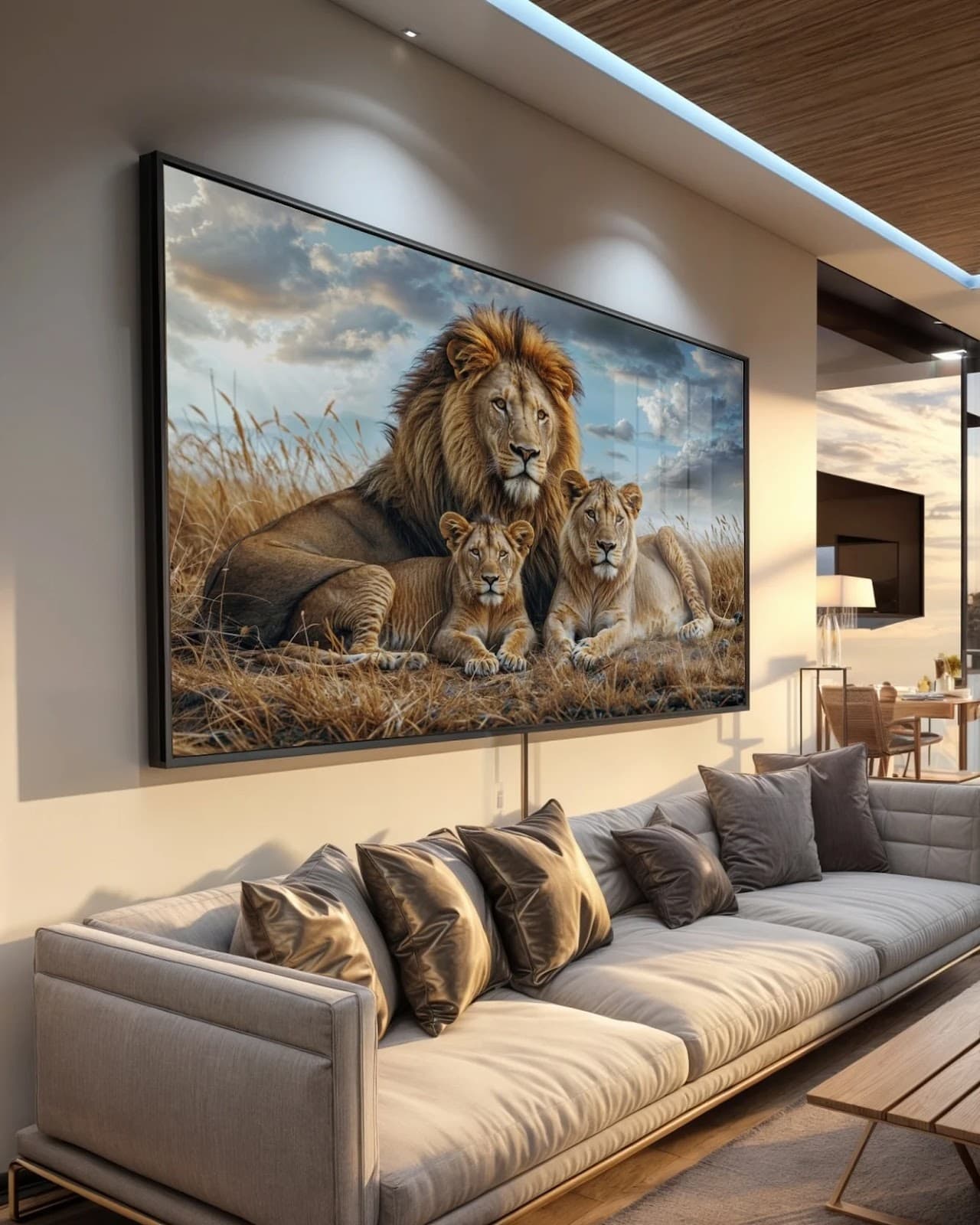 Quadro Leão Dourado Majestoso
