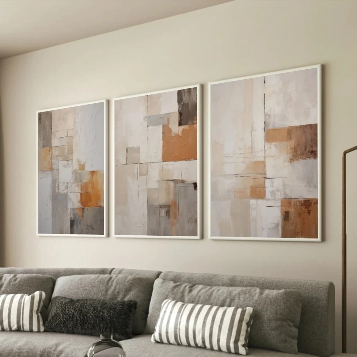Trio de Quadros Texturas Monocromáticas