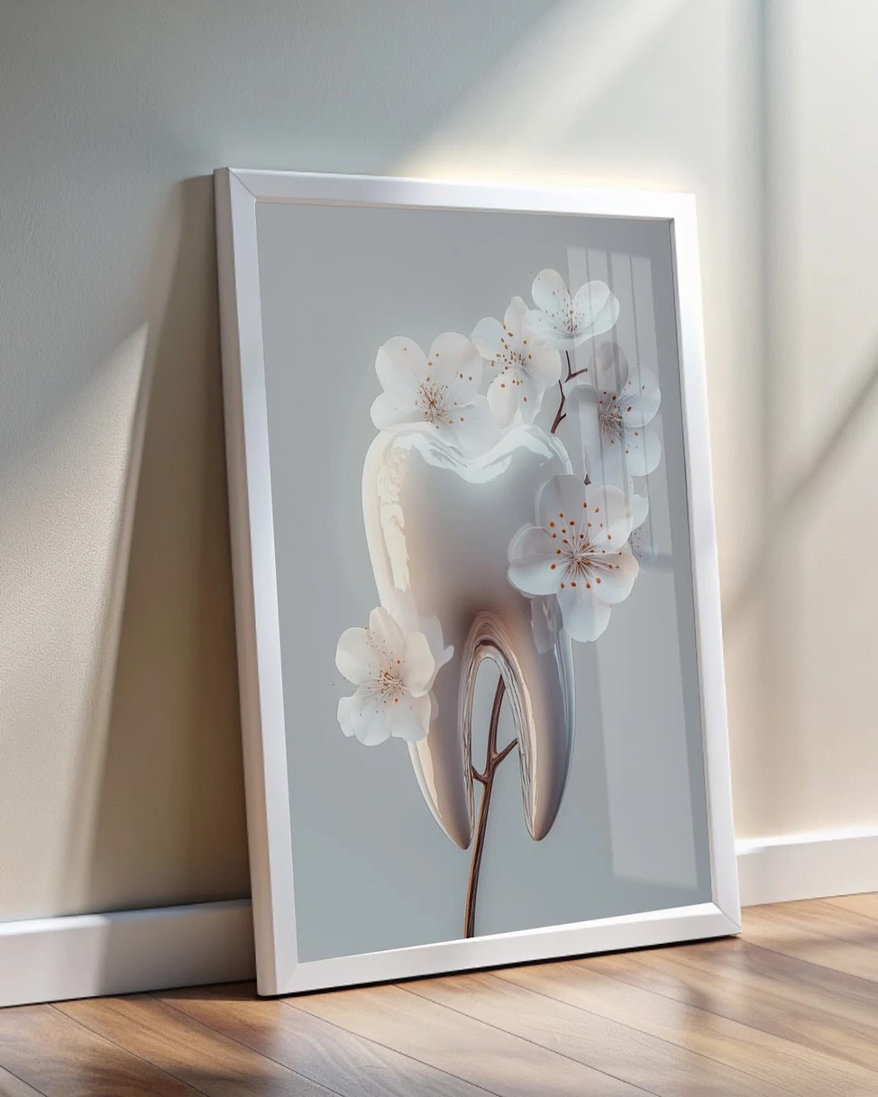 Quadro Dente e Flores de Cerejeira