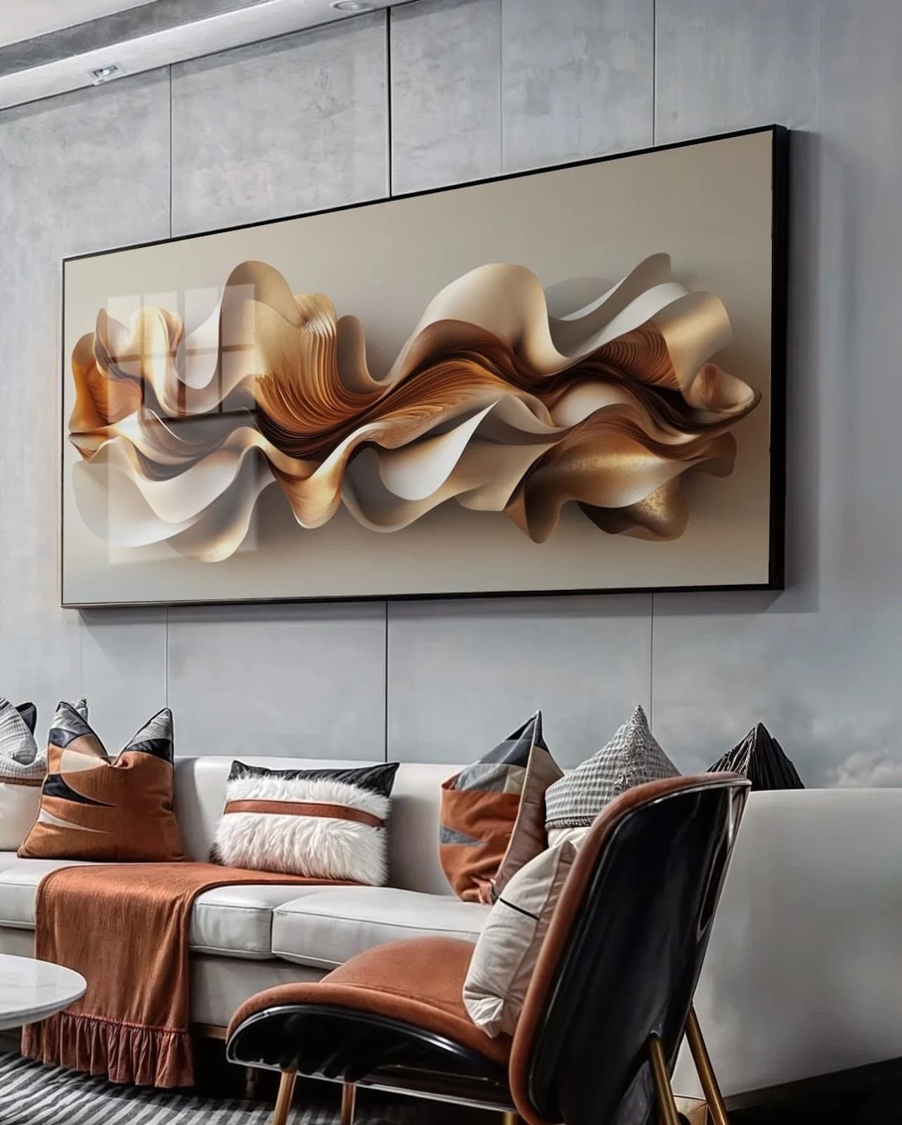 Quadro Ondas Douradas em Movimento
