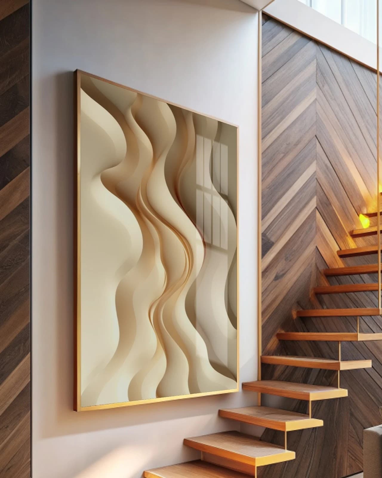 Quadro Ondas Douradas em Sussurro