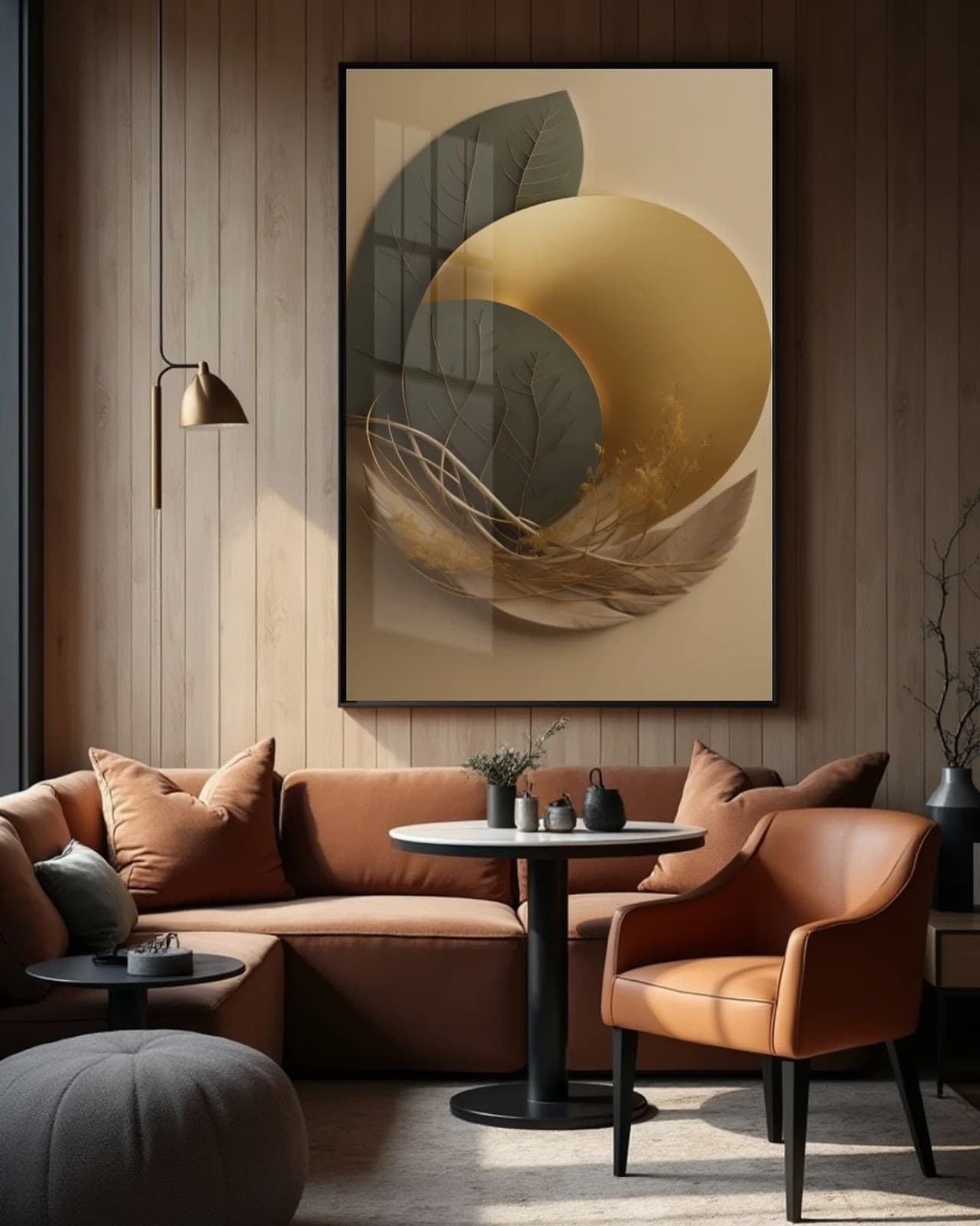 Quadro Folha Dourada em Esfera