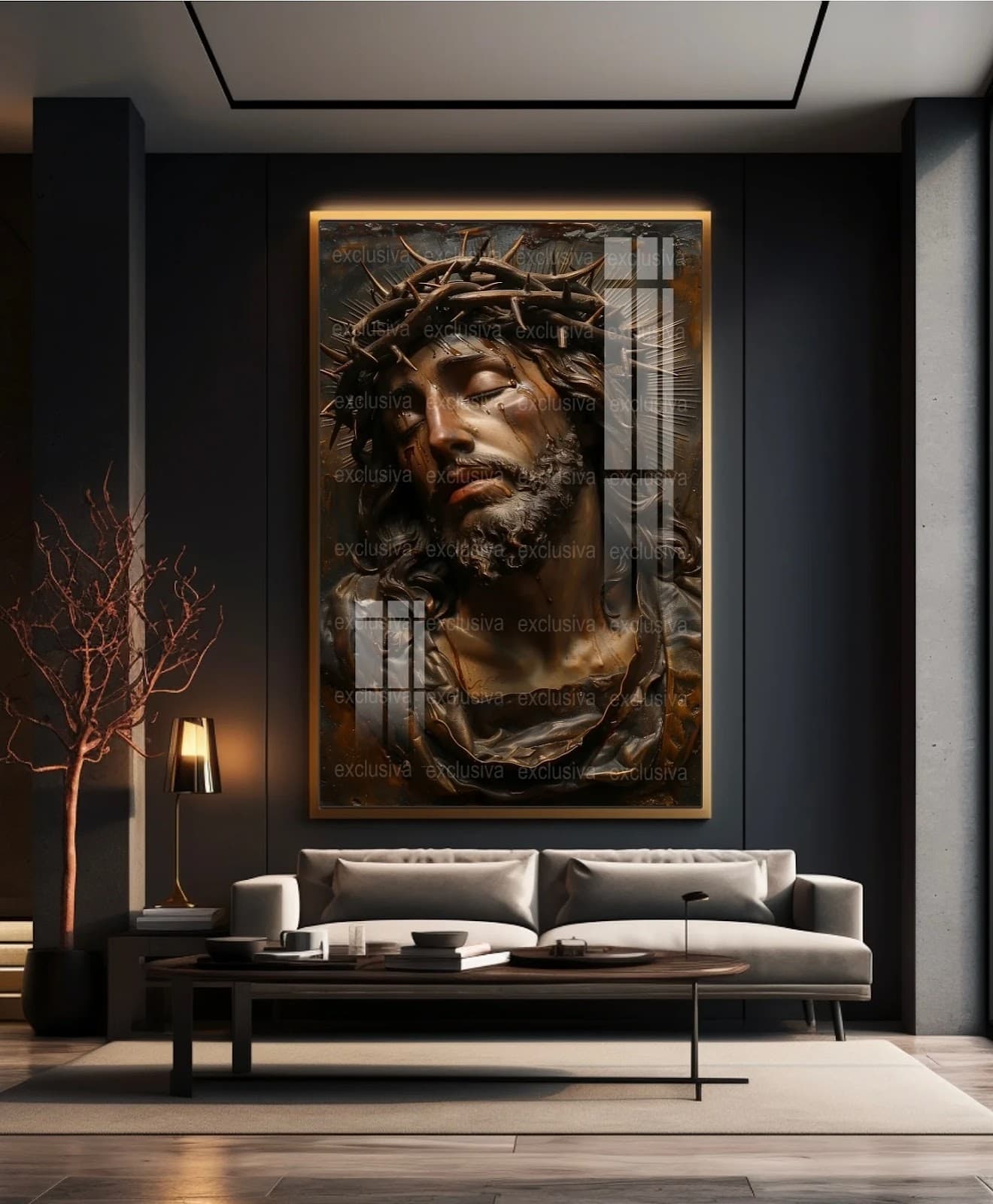 Quadro Face de Cristo com Coroa de Espinhos