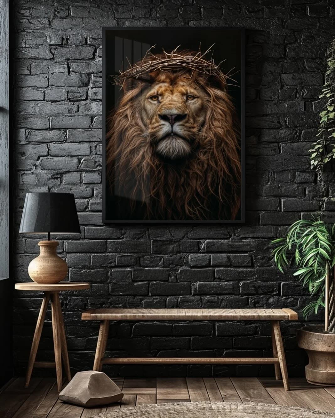 Quadro Leão de Judá com Coroa de Espinhos