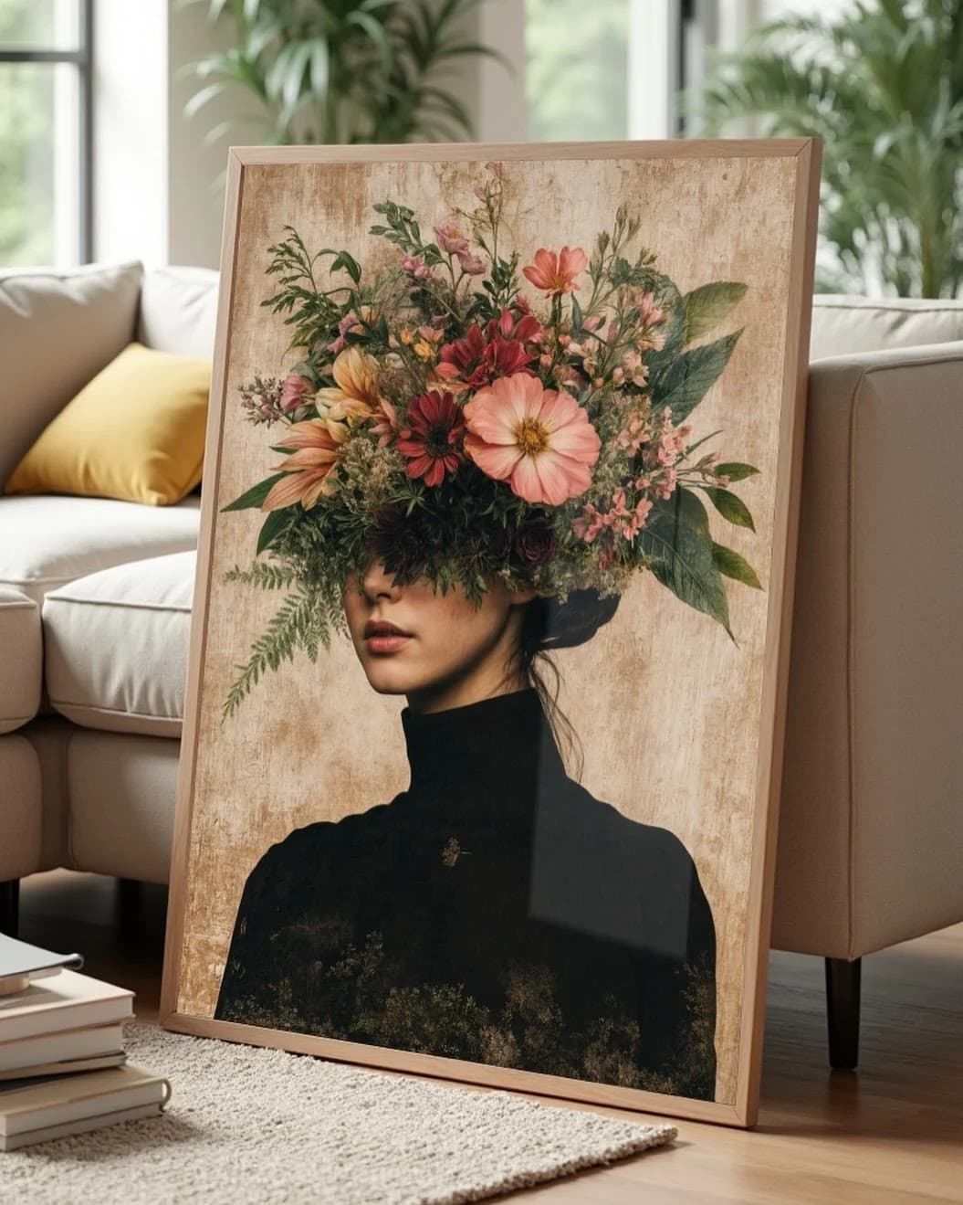 Quadro Mulher Flor Contemplativa