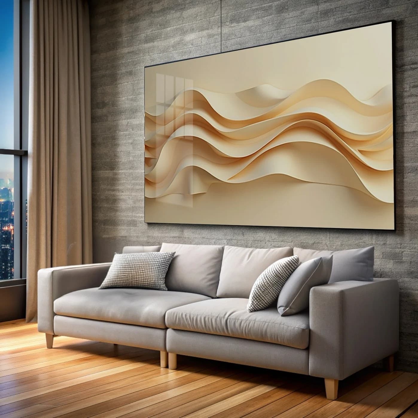 Quadro Ondas Fluidas em Tons Terrosos