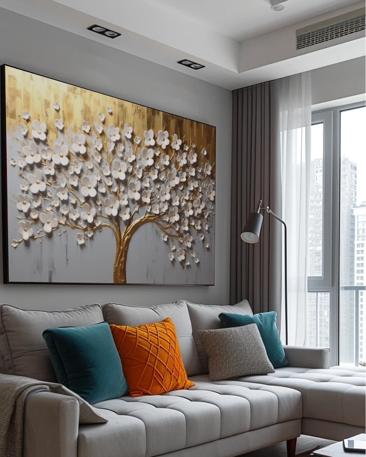 Quadro Árvore em Relevo Branco