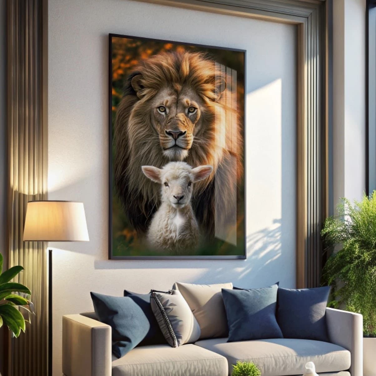 Quadro Leão e Cordeiro Paz Divina