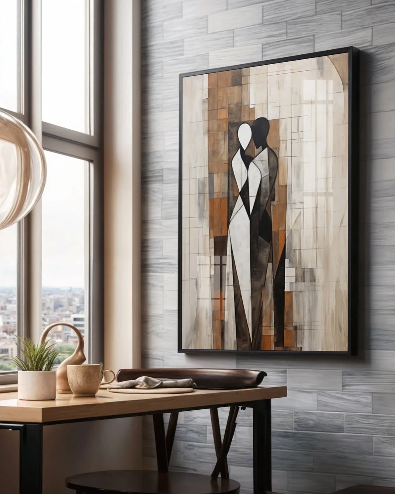 Quadro Casal em Silhueta Poética