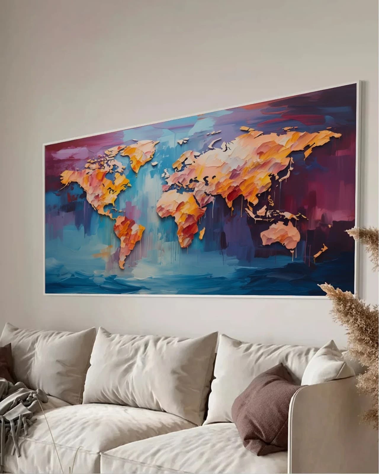 Quadro Mapa-Múndi Colorido Artístico
