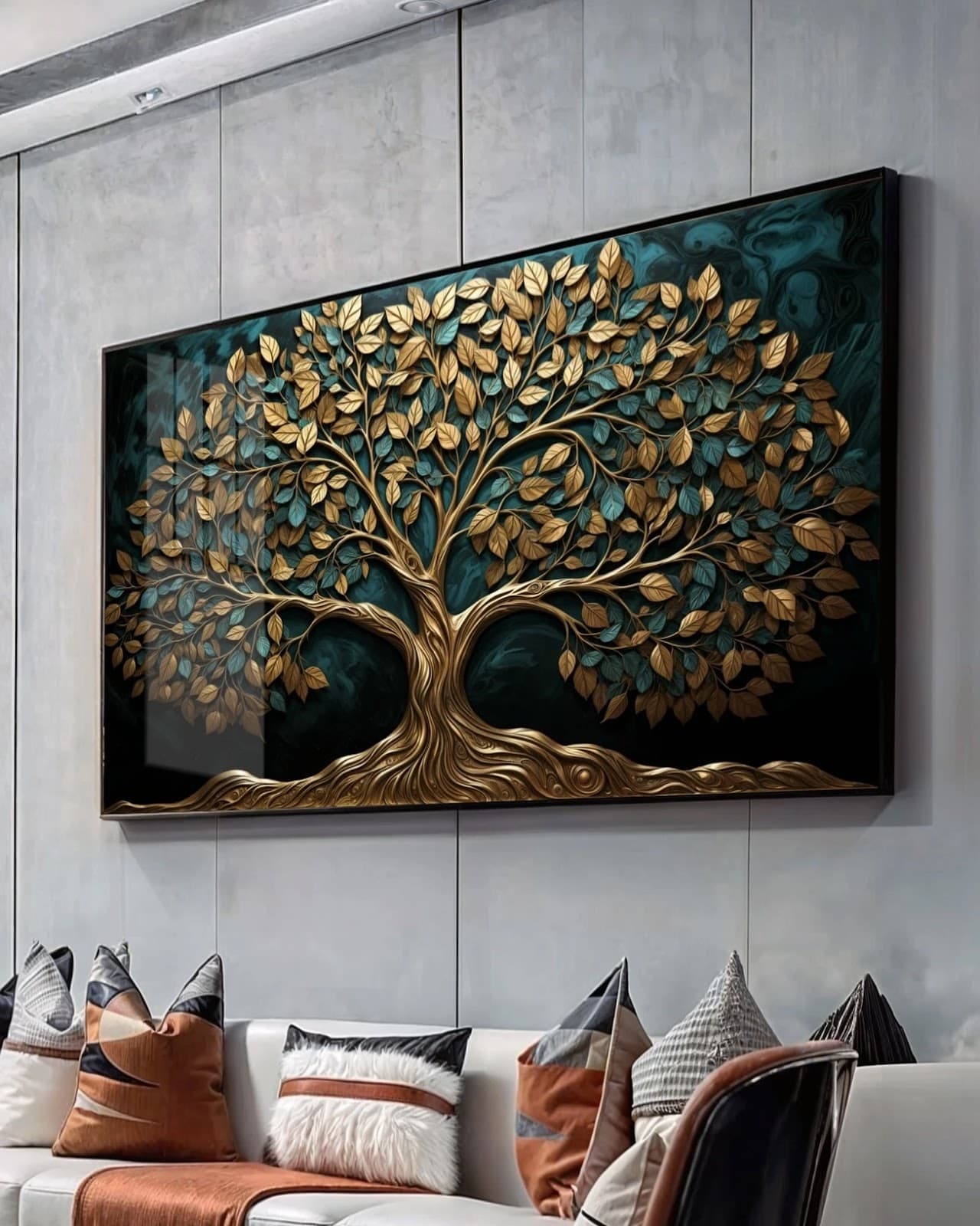 Quadro Árvore da Vida em Relevo Dourado