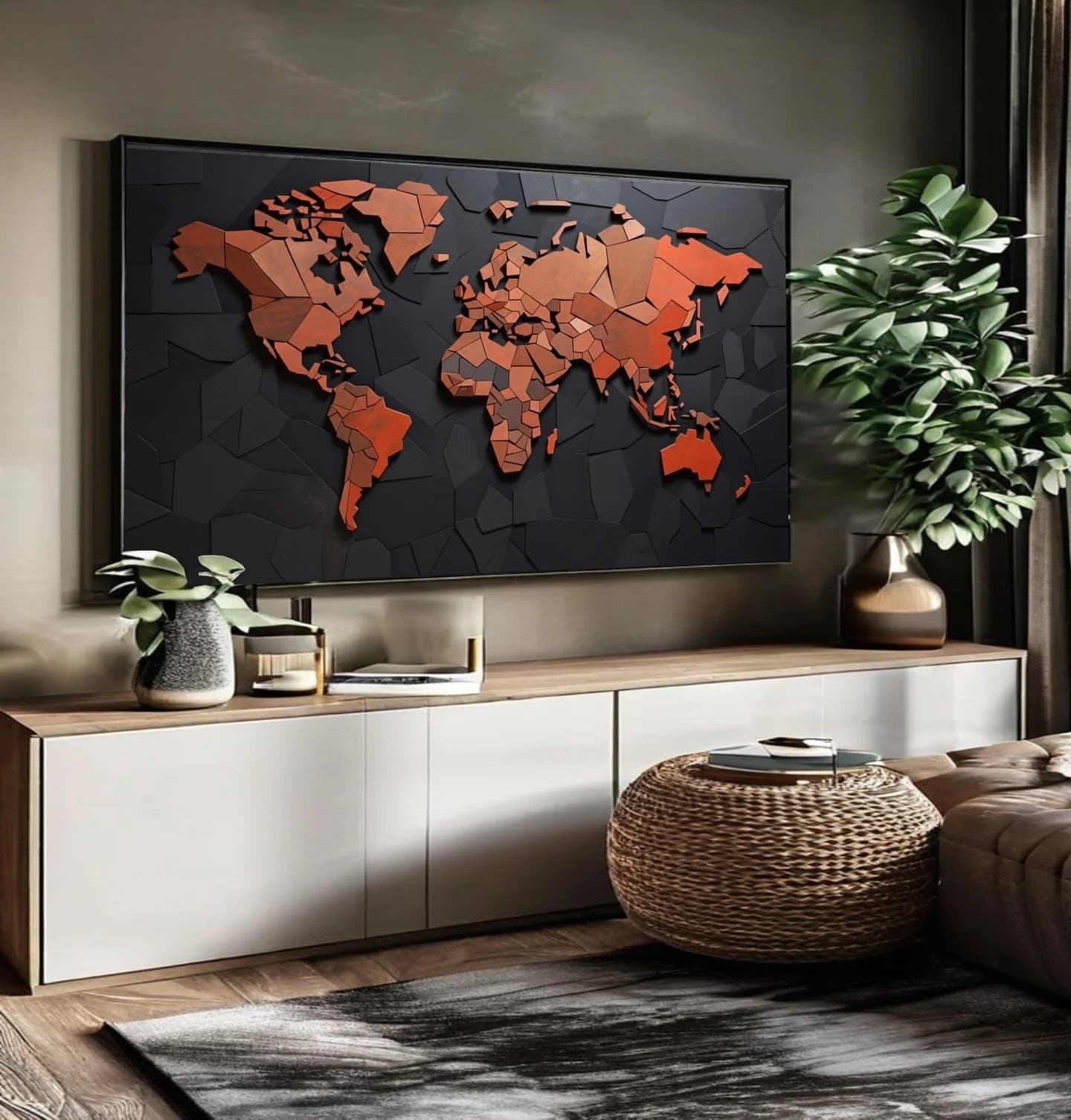 Quadro Mapa Mundi em Relevo
