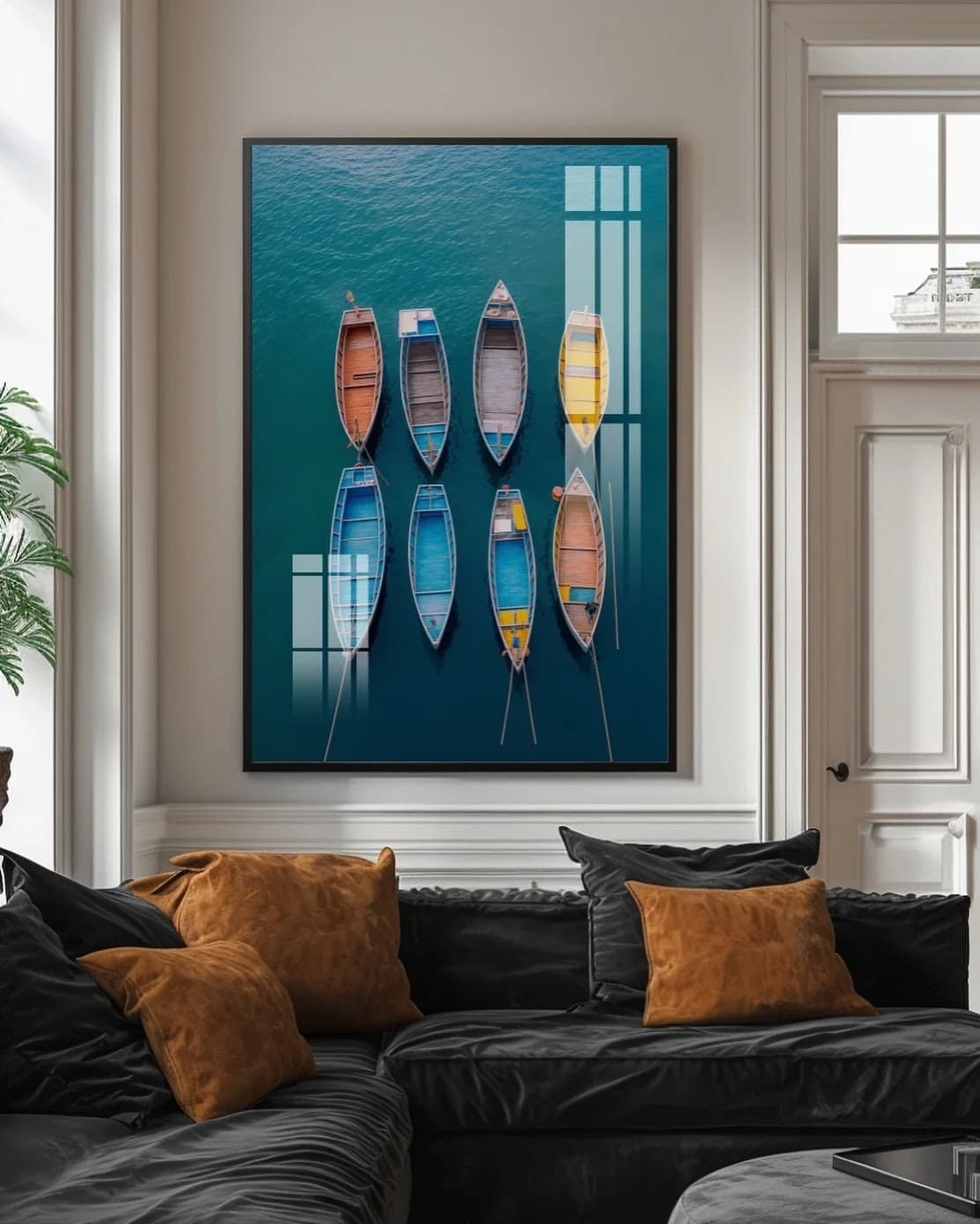 Quadro Barcos no Horizonte Azul
