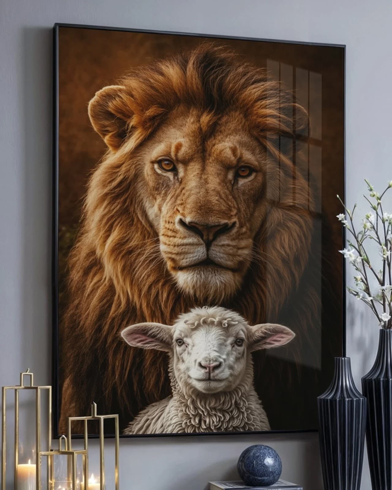 Quadro Leão e Cordeiro Paz