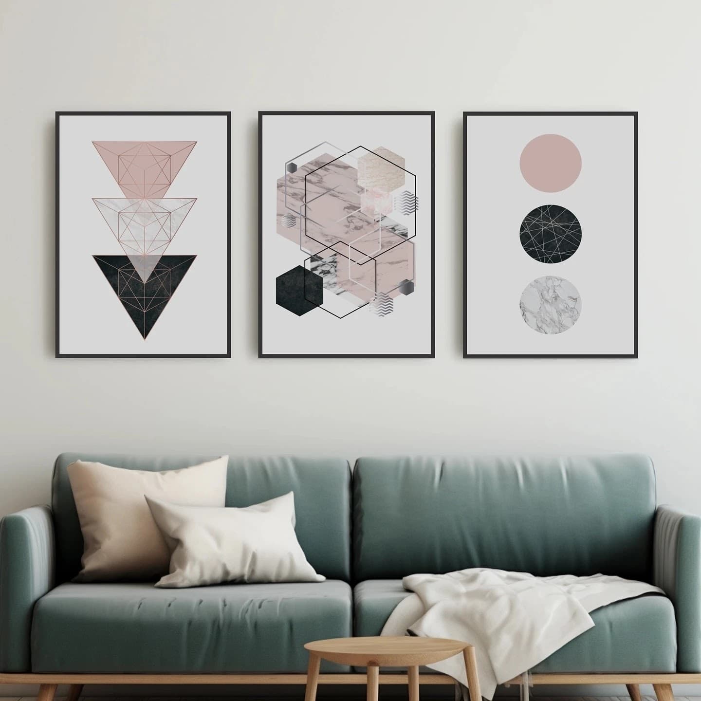 Trio de Quadros Geometria Minimalista