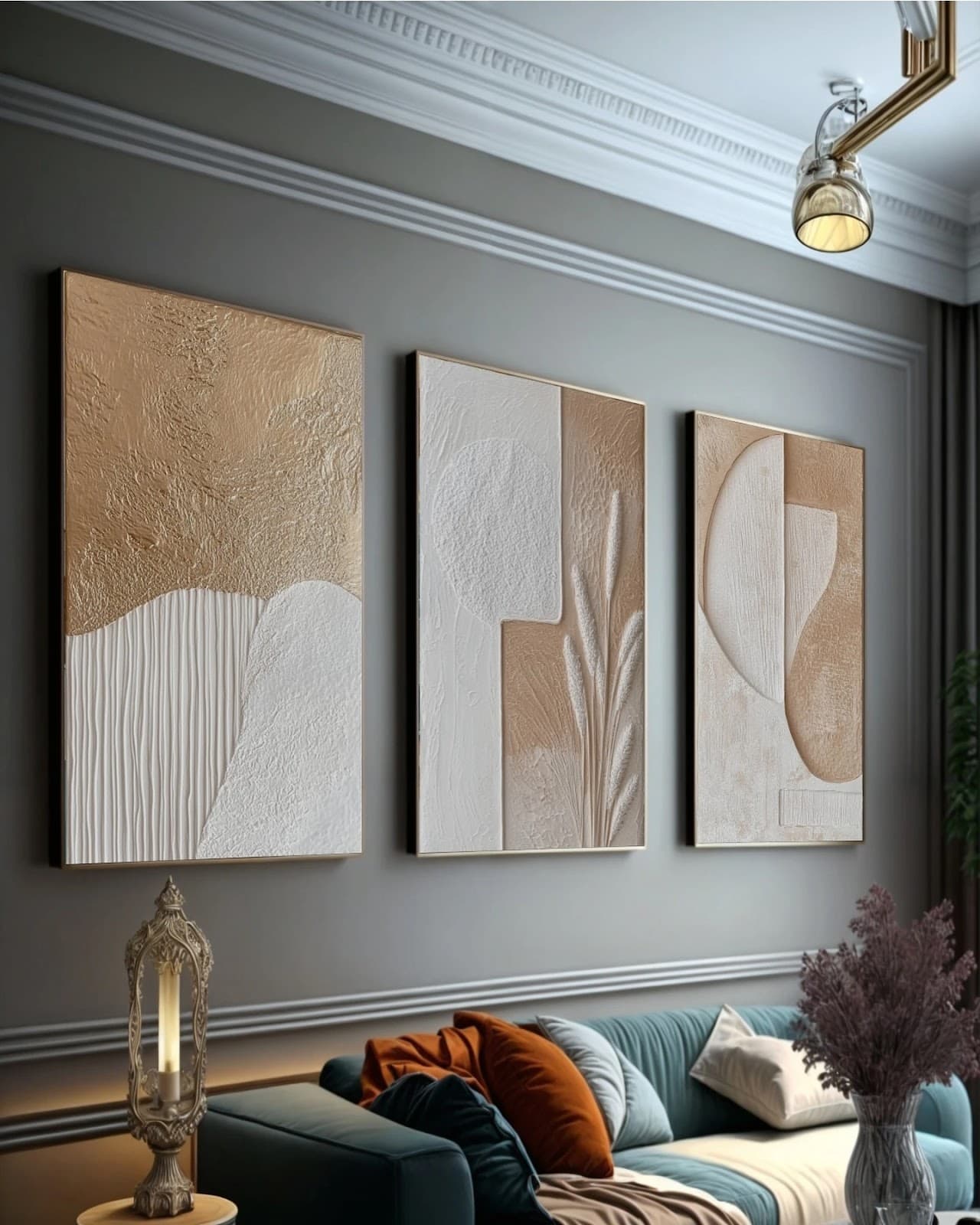 Trio de Quadros Geometria Terrosa Minimalista