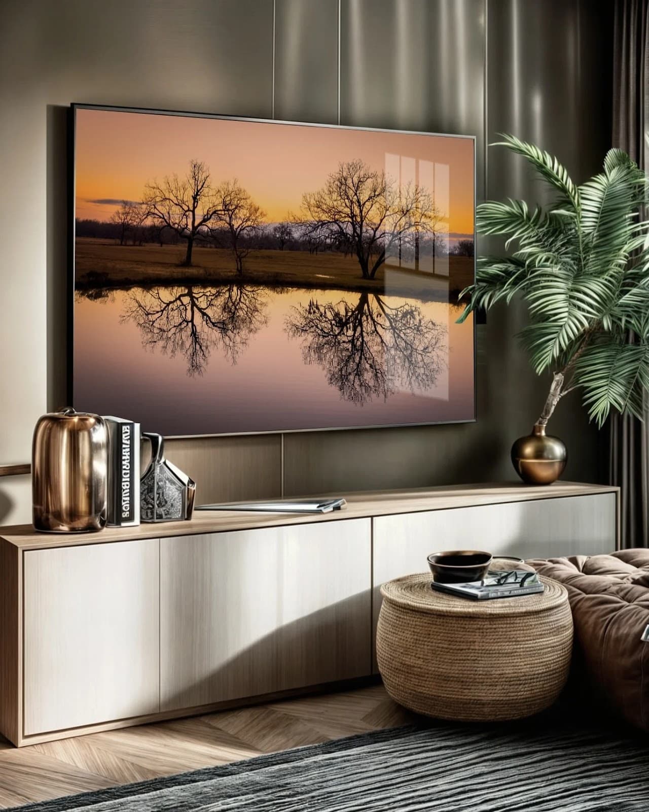 Quadro Árvores Refletidas ao Amanhecer