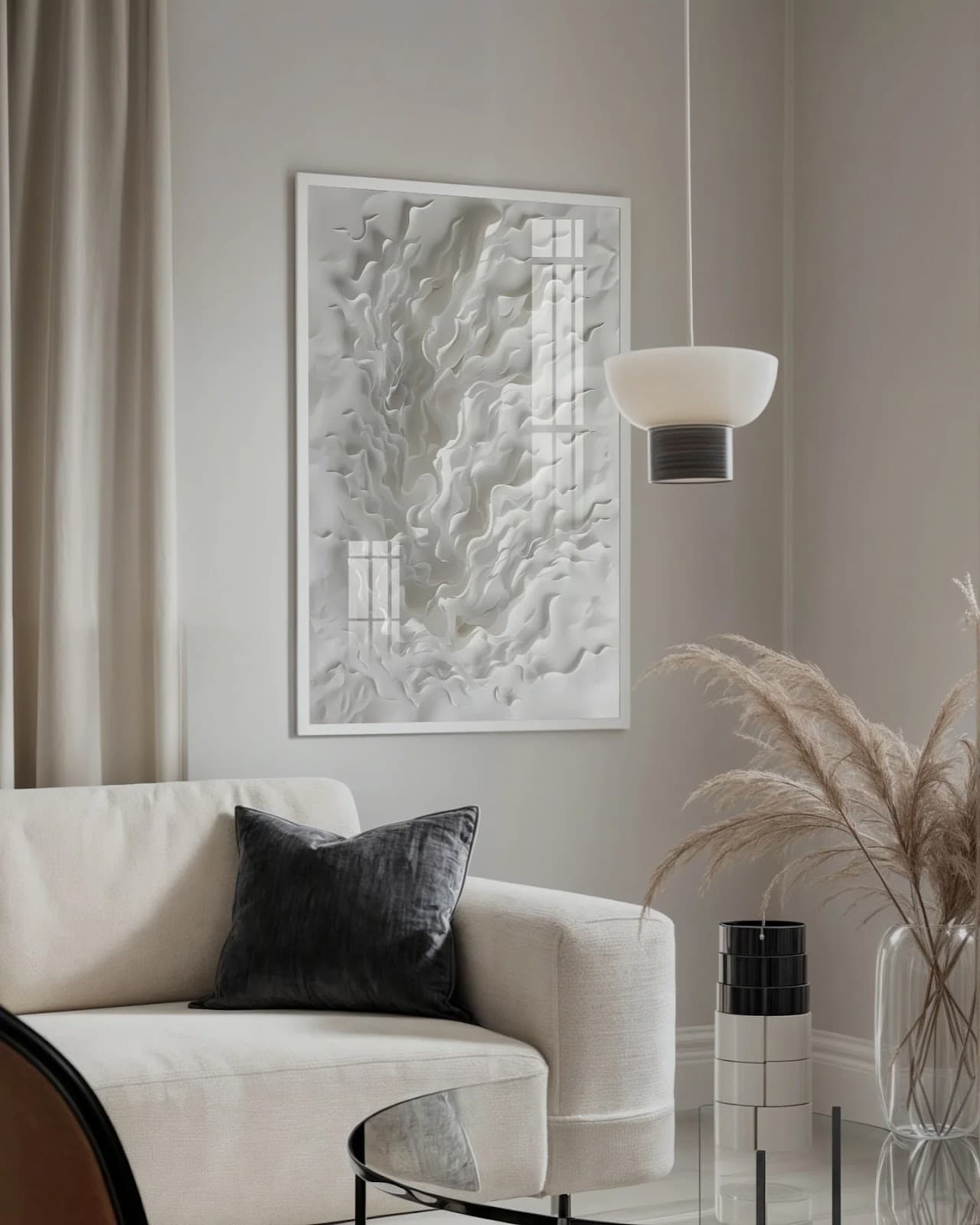 Quadro Textura Orgânica Branca em Relevo