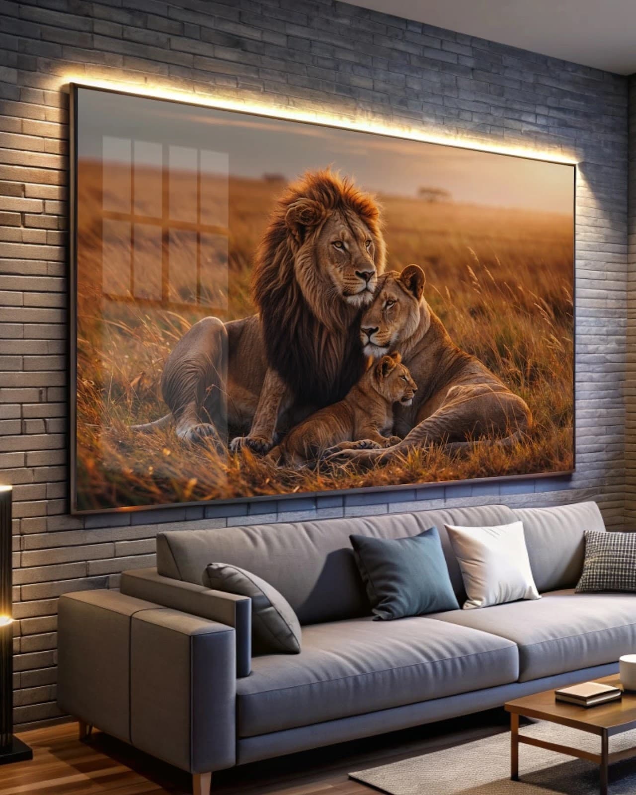 Quadro Família de Leões na Savana