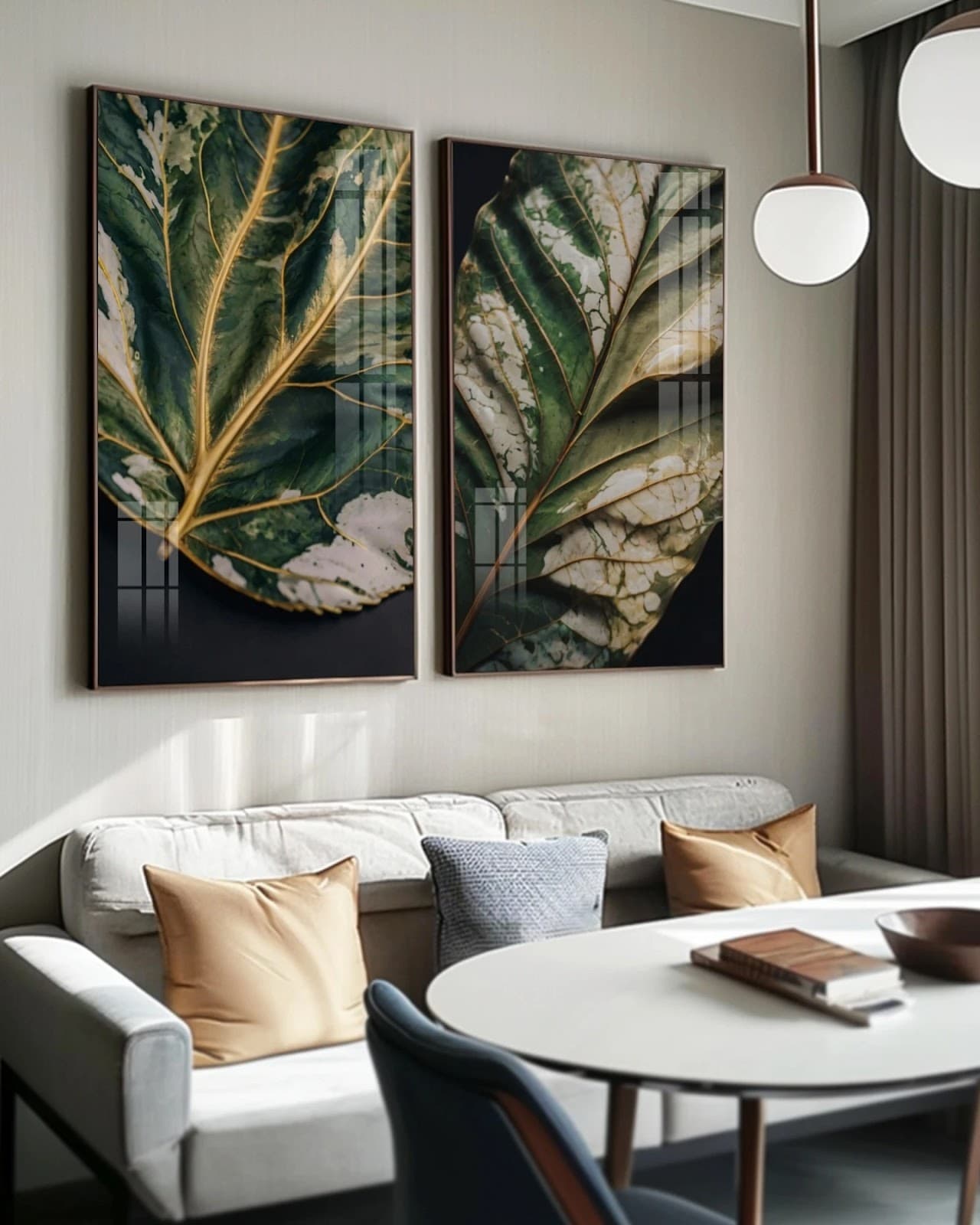 Dupla de Quadros Folhas Variegadas Natureza