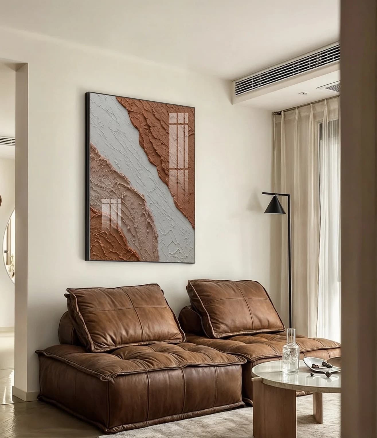 Quadro Textura Terracota e Branca