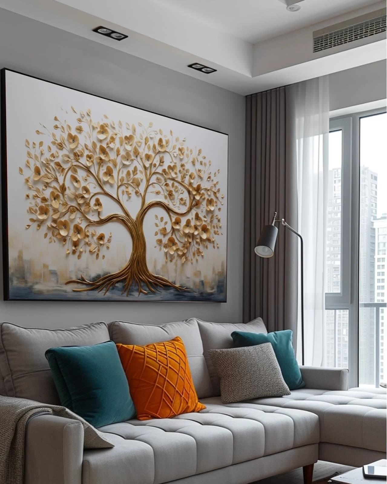Quadro Folhas Ouro Queda Serena