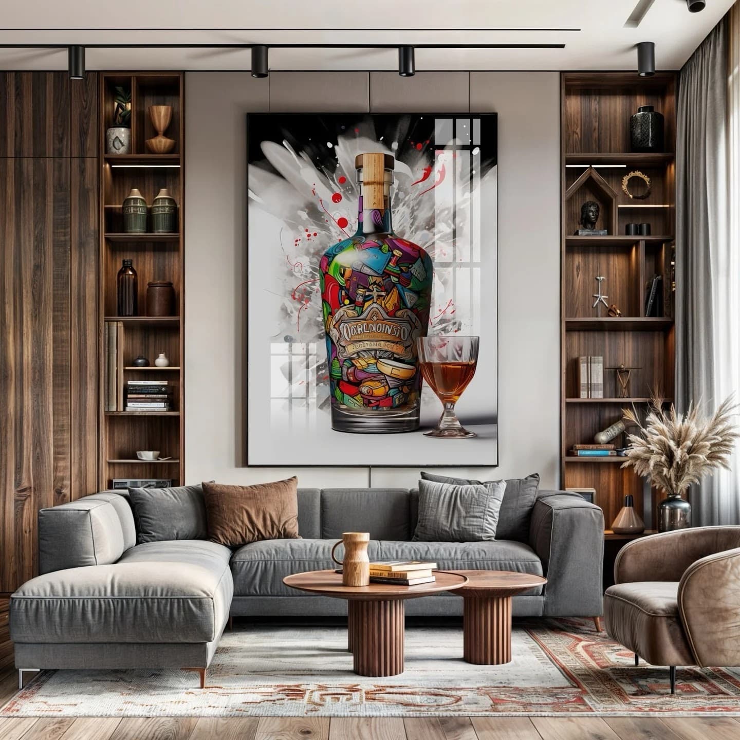 Quadro Garrafa Artística Respingos de Cor