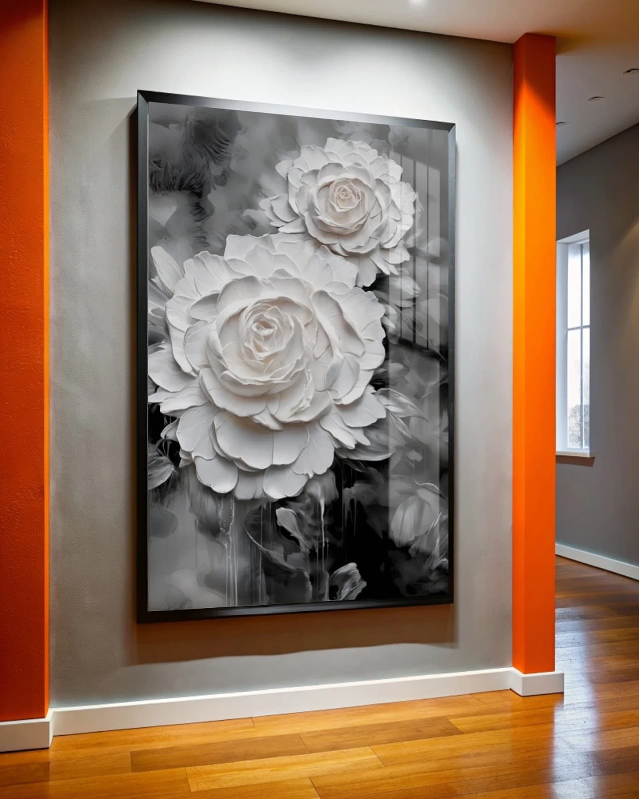 Quadro Rosa Branca em Fogo Sublime