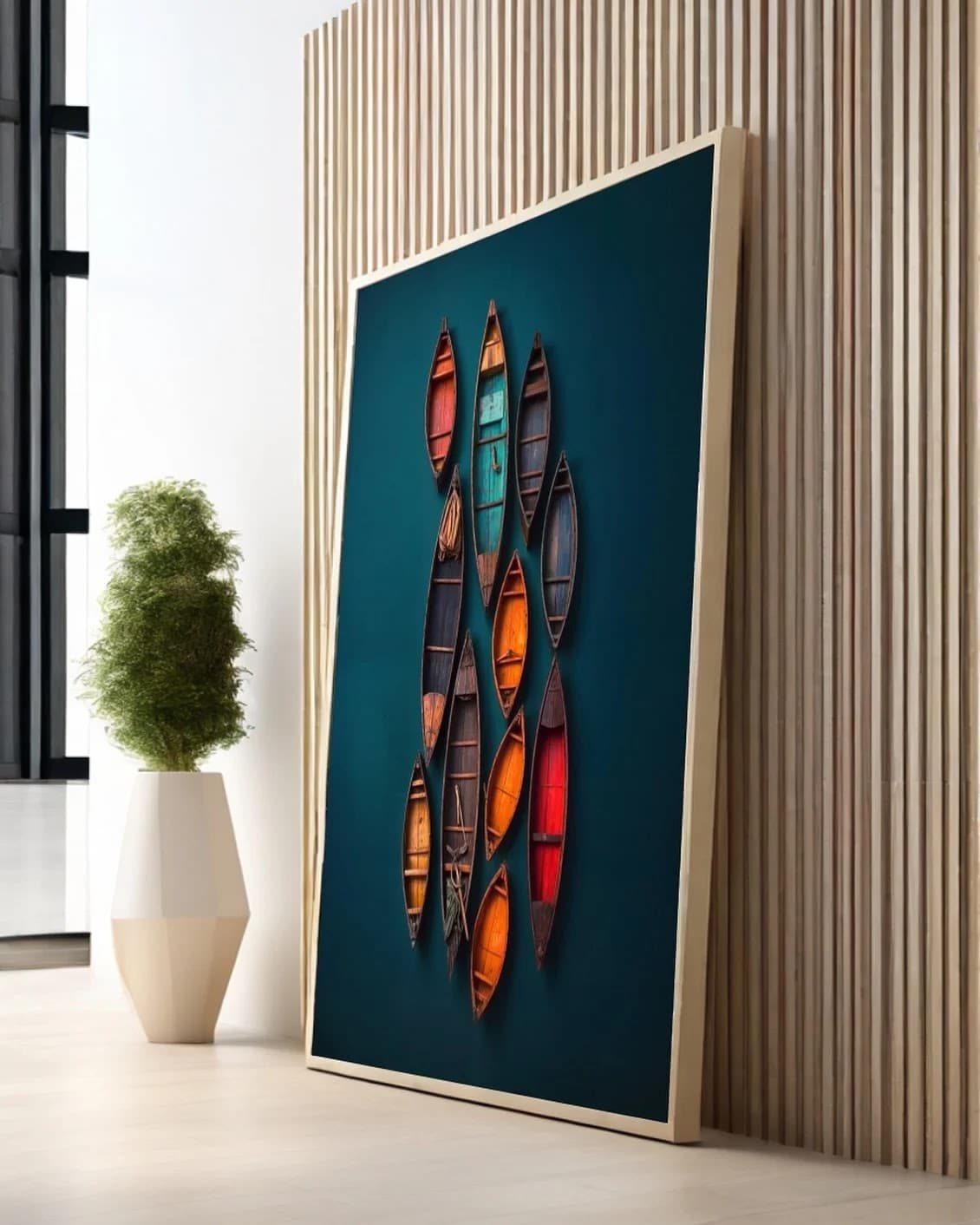 Quadro Embarcações Coloridas no Espelho D'água
