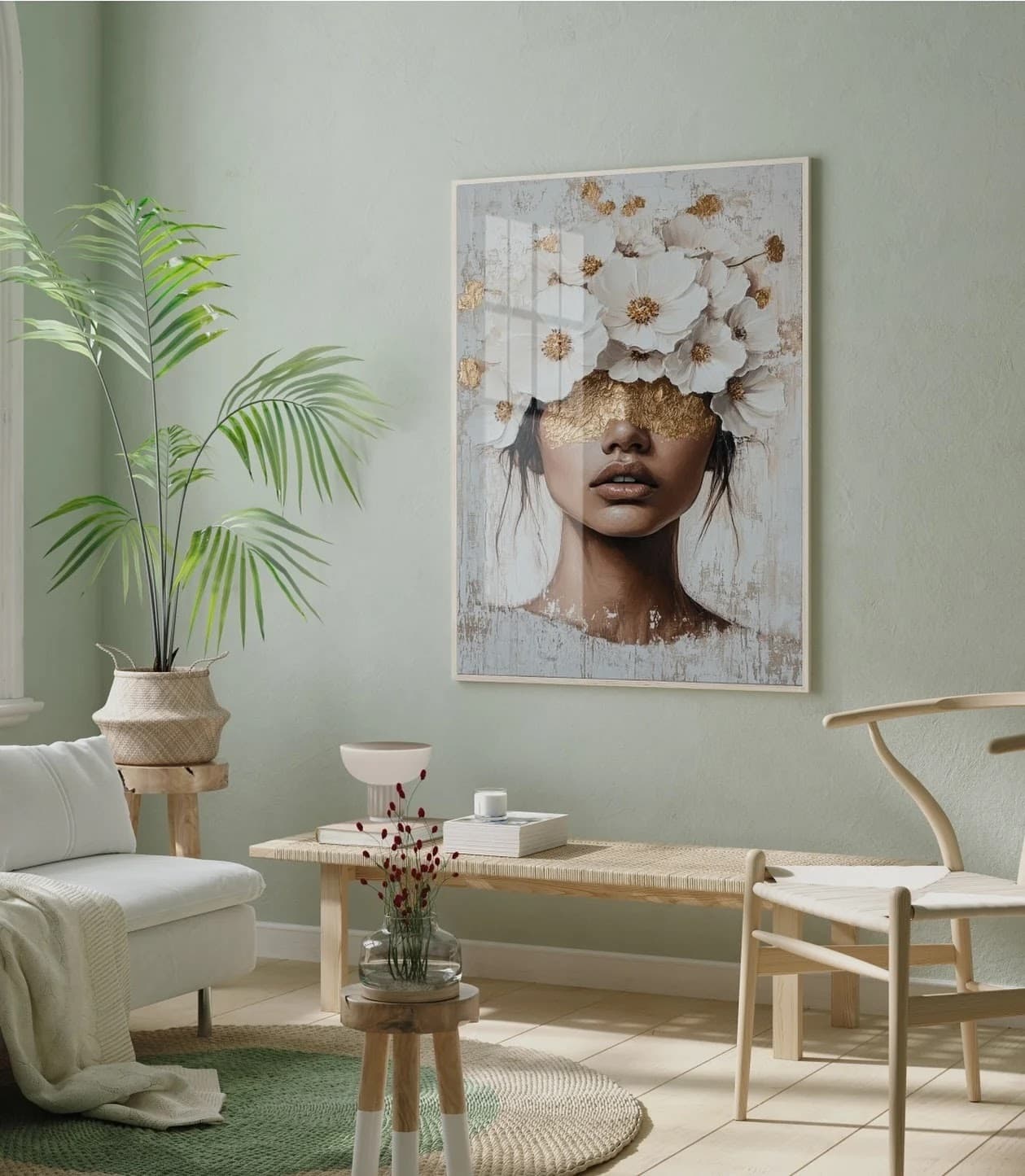 Quadro Mulher com Flores na Cabeça