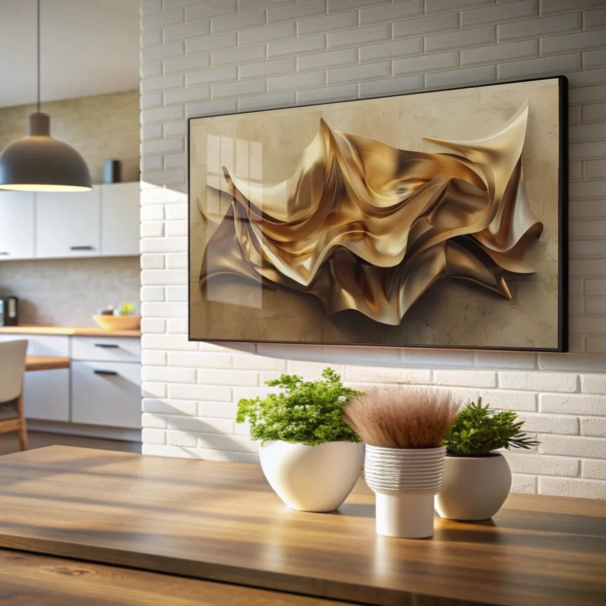 Quadro Seda Dourada Fluindo