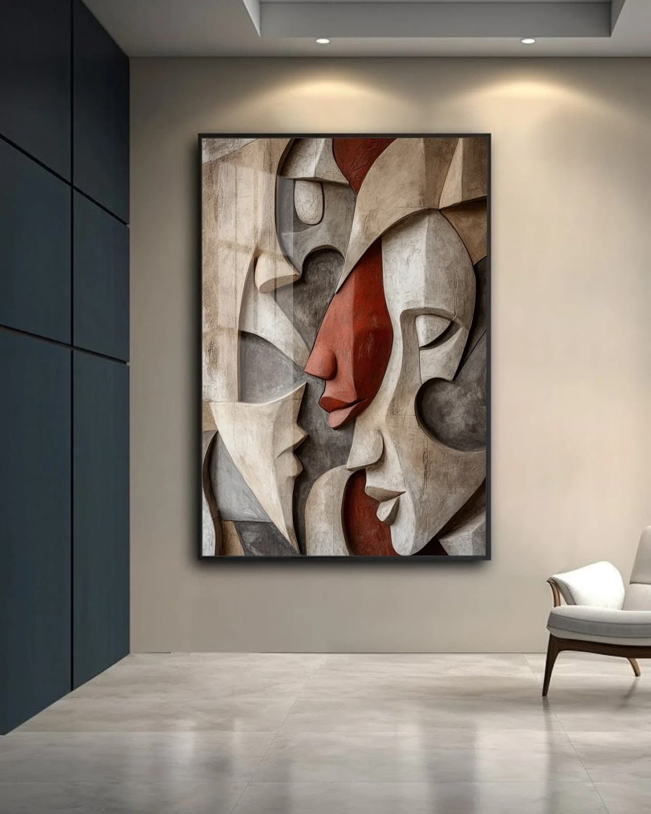 Quadro Retrato Abstrato em Tons Quentes
