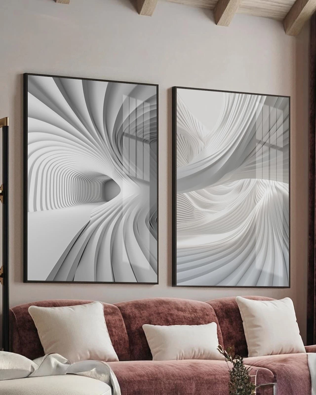 Dupla de Quadros Espirais Minimalistas