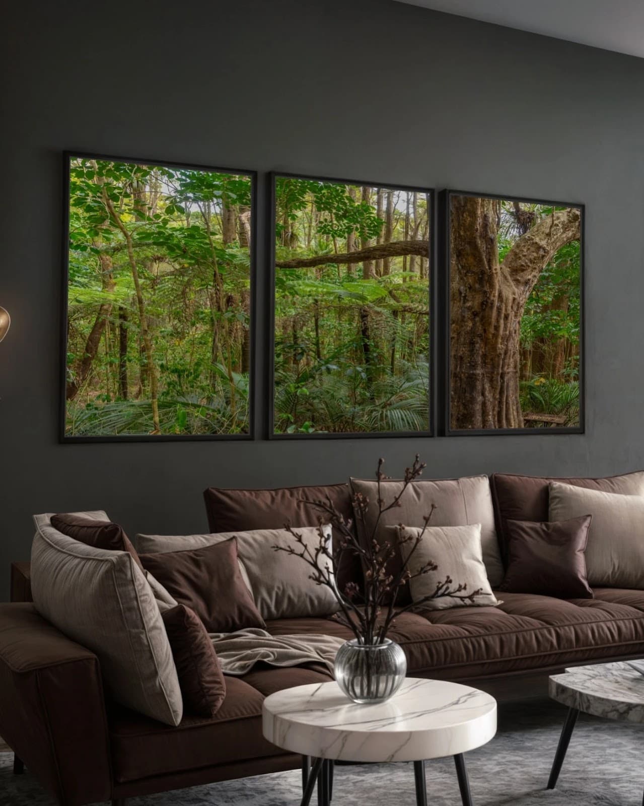 Trio de Quadros Floresta Mística Vibrante