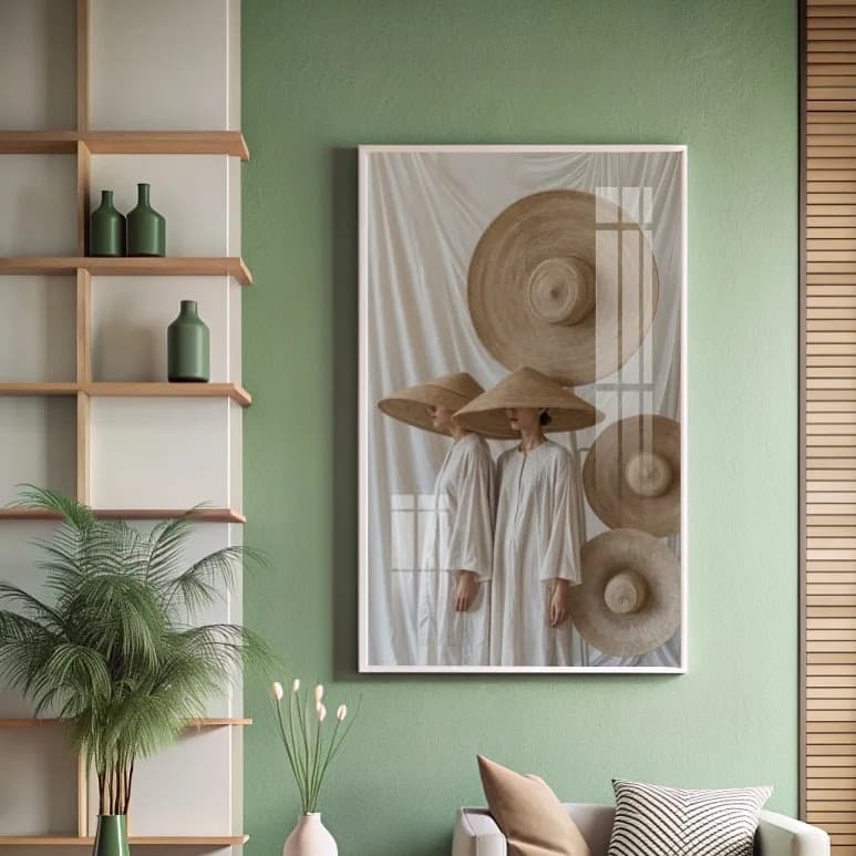 Quadro Figuras de Robe Branco e Chapéu