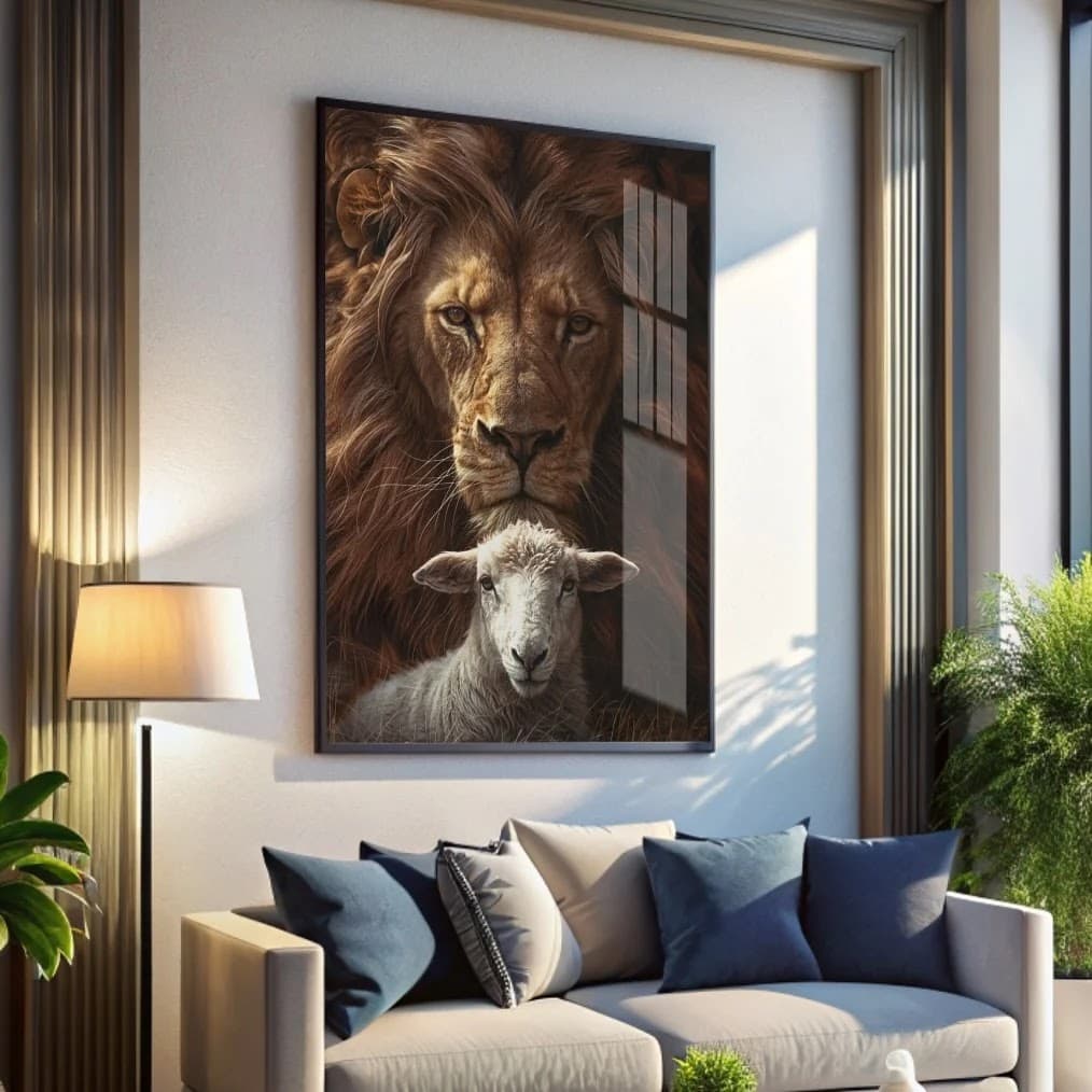 Quadro Leão com Cordeiro