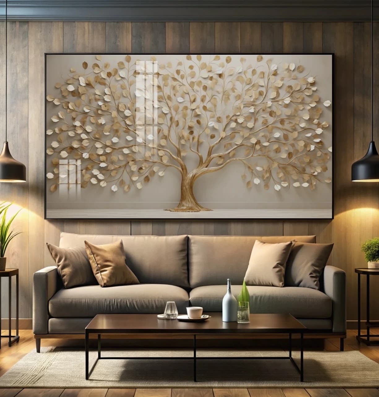 Quadro Árvore Dourada Refletida